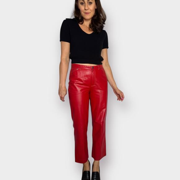 Y2K Nine West Red Leather Pants - Picture 4 of 7